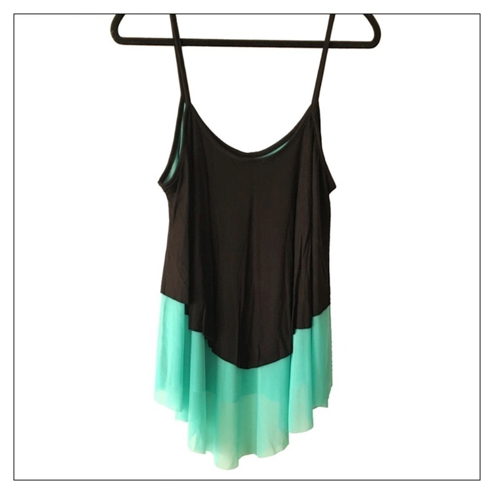 Plus Size Green Aqua Layered Color Block Tank